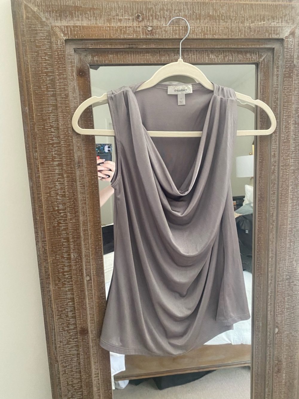 Dress Barn silver Draped Cowl Neck Sleeveless Blouse